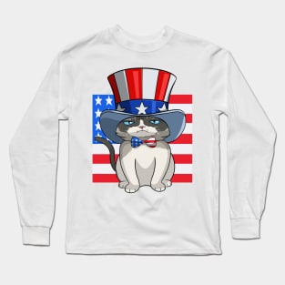 Exotic Shorthair Cat 4th Of July USA Flag Long Sleeve T-Shirt